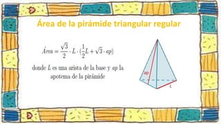 Área de la pirámide triangular regular
 