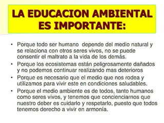 LA EDUCACION AMBIENTAL
ES IMPORTANTE:
 