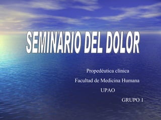 SEMINARIO DEL DOLOR Propedéutica clínica Facultad de Medicina Humana  UPAO GRUPO 1 