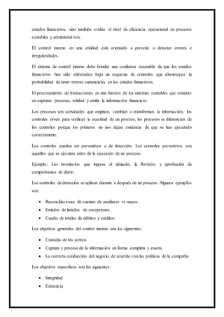 CONTROL INTERNO Y LAS OPERACIONES CONTABLES.- GRUPO 6 | DOCX