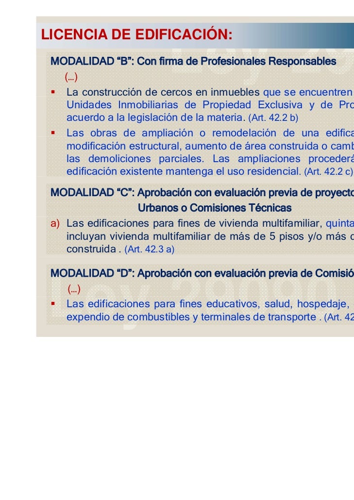 Reglamento licencias habilitaciones urbanas y 
