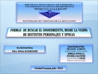 REPÚBLICA BOLIVARIANA DE VENEZUELA
 UNIVERSIDAD NACIONAL EXPERIMENTAL
       “RÓMULO GALLEGOS”




Doctorado en ciencias de la educación
 