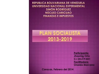Participante:
Jhosmig Orta
C.I 24.219.831
Facilitadora:
Oneida Marcano
Caracas, Febrero del 2014
 