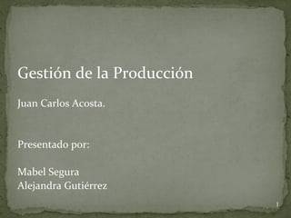 Gestión 
de 
la 
Producción 
Juan 
Carlos 
Acosta. 
Presentado 
por: 
Mabel 
Segura 
Alejandra 
Gutiérrez 
1 
 