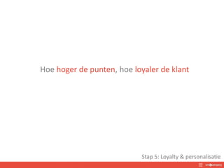 Hoe hoger de punten, hoe loyaler de klant
Stap 5: Loyalty & personalisatie
 