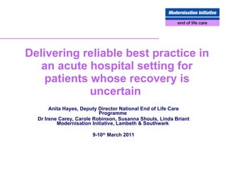 Acute hospitals end of life care best practice | PPT