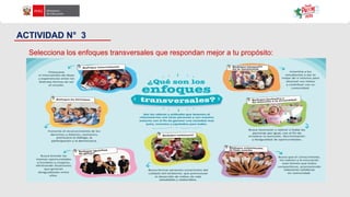 Selecciona los enfoques transversales que respondan mejor a tu propósito:
ACTIVIDAD N° 3
 