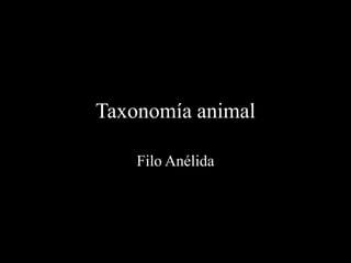 Taxonomía animal

    Filo Anélida
 