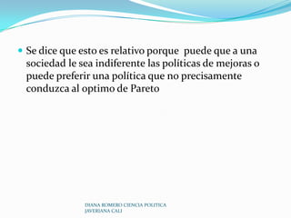 Competencia imperfectase acepta que los mercados no funcionan perfectamente y se adoptan dos modelos para subsanar estoMercados Disputables : mercados en donde hay libertad de entrada y salida, sin costos, para las empresas que disputan un lugar en el mercado.  Este modelo admite la intervención del Estado a través de regulaciones y políticas que prevengan el establecimiento de barreras de entradas a las empresas al mercado.DIANA ROMERO CIENCIA POLITICA JAVERIANA CALI