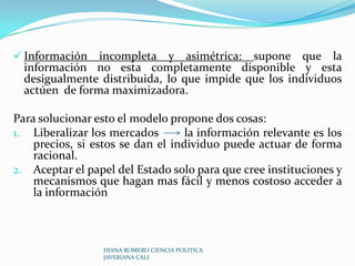 Los individuos conocen toda la información sobre productos y precios