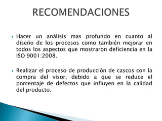 PORCENTAJE DE CUMPLIMIENTO GENERAL DE LA ISO 9001:2008