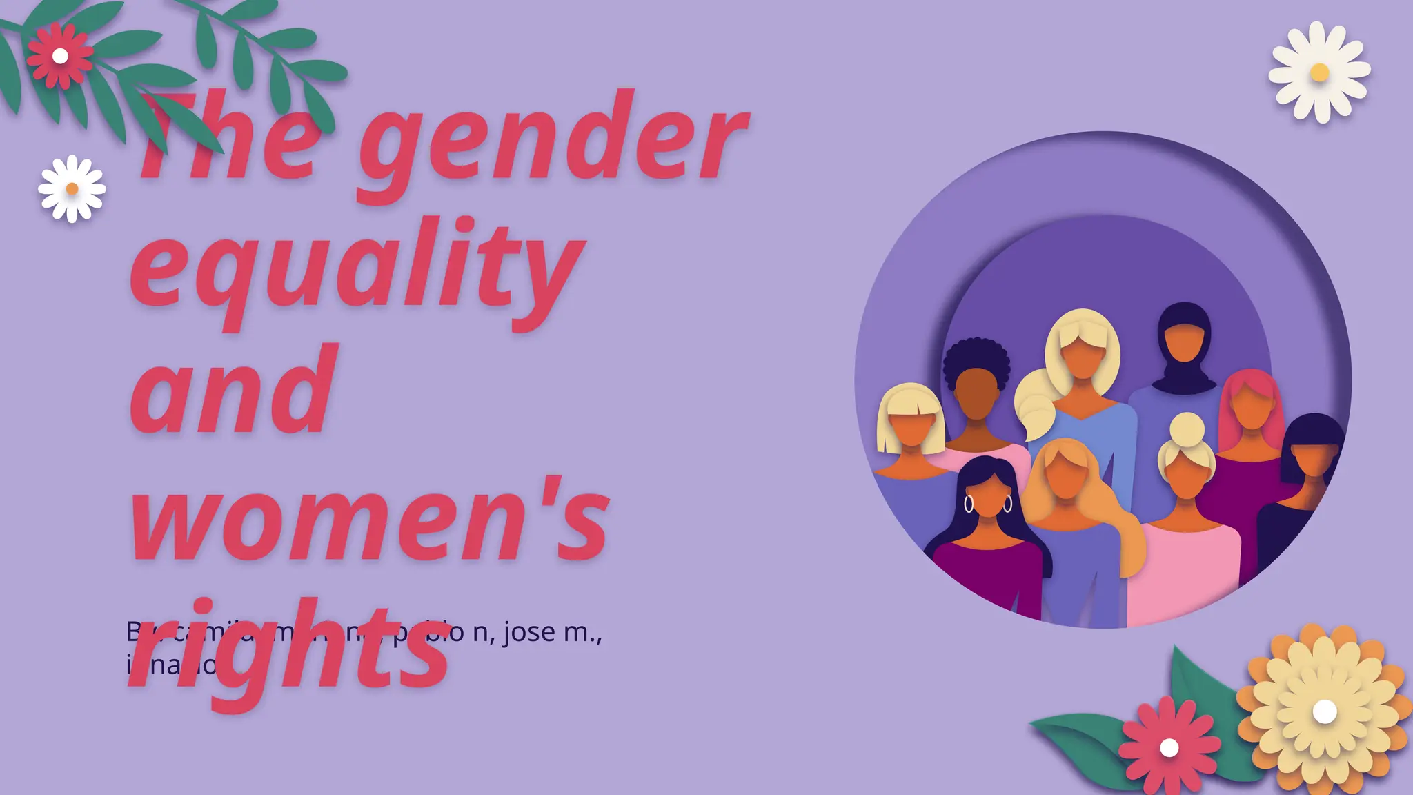 exposición en inglés sobre la igualdad de mujeres y hombres. | PPTX