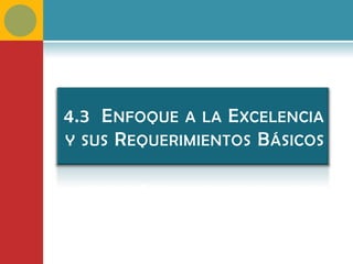 4.3 E NFOQUE A LA E XCELENCIA
Y SUS R EQUERIMIENTOS B ÁSICOS
 