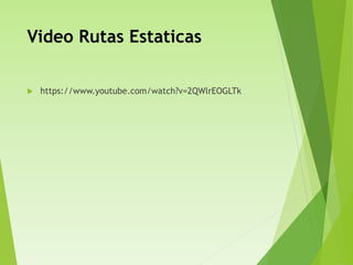 Video Rutas Estaticas
 https://www.youtube.com/watch?v=2QWlrEOGLTk
 