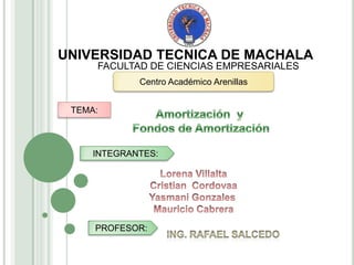 UNIVERSIDAD TECNICA DE MACHALA
     FACULTAD DE CIENCIAS EMPRESARIALES
             Centro Académico Arenillas


 TEMA:



     INTEGRANTES:




     PROFESOR:
 