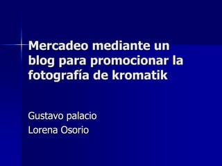 Mercadeo mediante un
blog para promocionar la
fotografía de kromatik
Gustavo palacio
Lorena Osorio

 