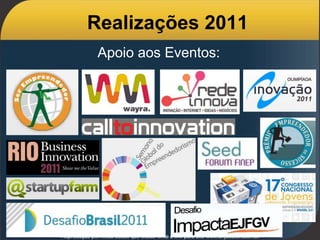 Realizações 2011
Apoio aos Eventos:
Reprodução permitida desde que citada fonte e link para site www.anjosdobrasil.net
 