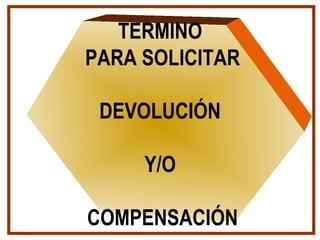TERMINO
PARA SOLICITAR
DEVOLUCIÓN
Y/O
COMPENSACIÓN
 