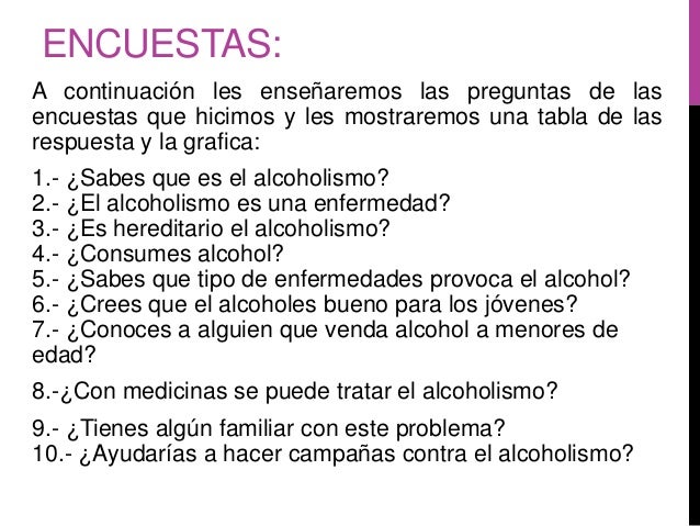 Preguntas De Investigacion Sobre El Alcoholismo En Adolescentes