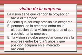 Antecedentes de la empresa : 