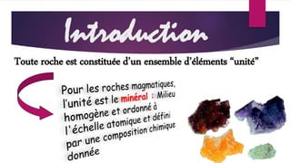 Introduction 
Toute roche est constituée d’un ensemble d’éléments “unité” 
 