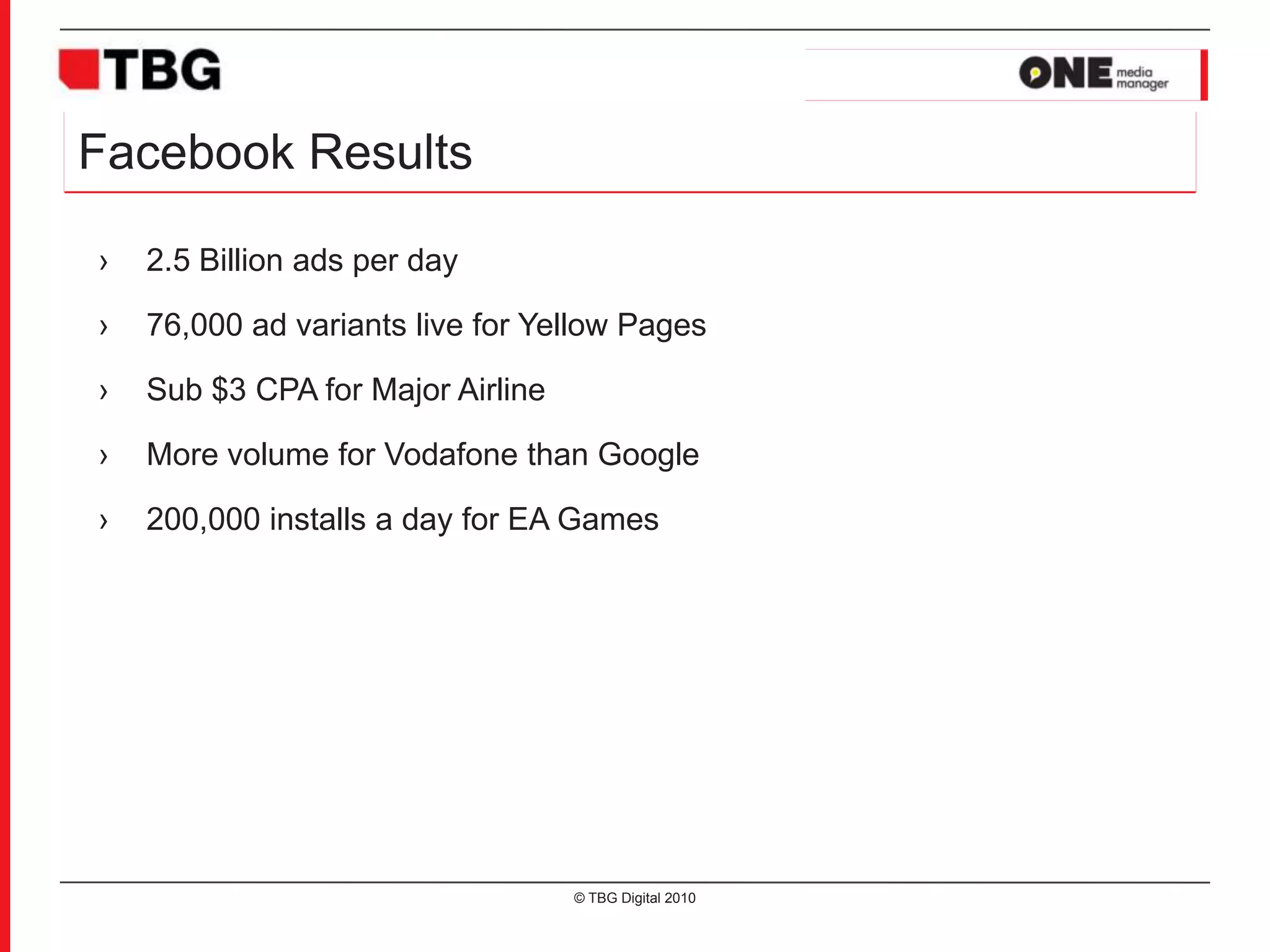 Facebook TargetingNew Rules -Micro targeting your audience Sunday leagueMatch of the dayContact lensesGlassesSoccer AMFootball28-2929-3030-3132-3333-3434-3535-36‘I like....’© TBG Digital 2010