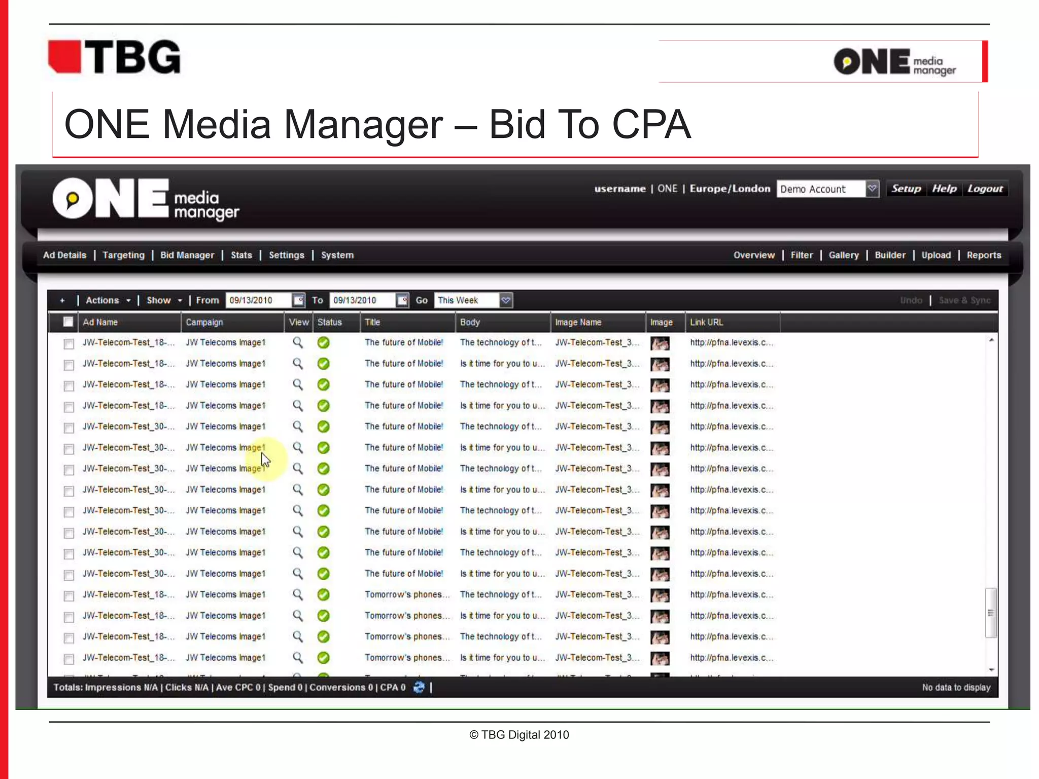 Facebook API and ONE© TBG Digital 2010