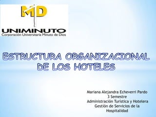 Mariana Alejandra Echeverri Pardo
3 Semestre
Administración Turística y Hotelera
Gestión de Servicios de la
Hospitalidad
 