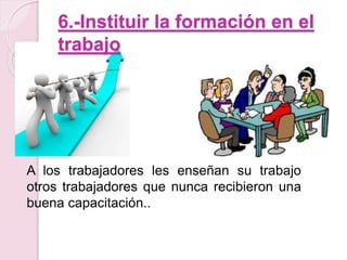 6.-Instituir la formación en el 
trabajo 
A los trabajadores les enseñan su trabajo 
otros trabajadores que nunca recibieron una 
buena capacitación.. 
 