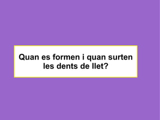 Quan es formen i quan surten les dents de llet? 