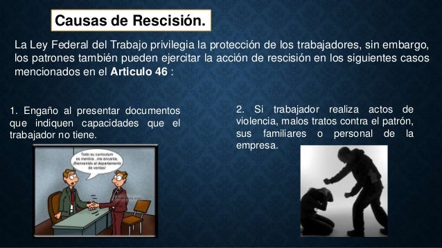 Suspensión y Rescisión de las Relaciones de Trabajo.