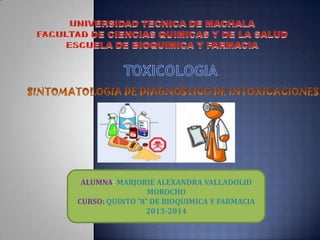 ALUMNA: MARJORIE ALEXANDRA VALLADOLID
MOROCHO
CURSO: QUINTO “A” DE BIOQUIMICA Y FARMACIA
2013-2014

 