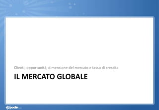 IL MERCATO GLOBALE
Clienti, opportunità, dimensione del mercato e tasso di crescita
 