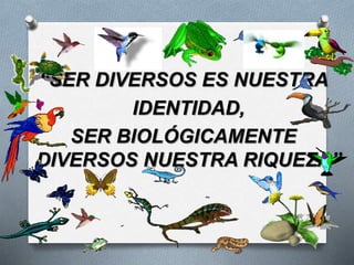 “SER DIVERSOS ES NUESTRA
IDENTIDAD,
SER BIOLÓGICAMENTE
DIVERSOS NUESTRA RIQUEZA”
 