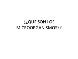 ¿¿QUE SON LOS MICROORGANISMOS?? 