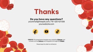 CREDITS: This presentationtemplate was created by Slidesgo, and
includes icons by Flaticon and infographics& images by Freepik
Thanks
Do you have any questions?
youremail@freepik.com | +91 620 421 838
yourwebsite.com
Please keep this slide for attribution
 