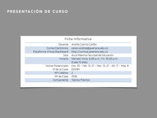 P R E S E N TA C I Ó N D E C U R S O
 