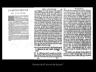 Extracto de el“Journal de Sçavans”
 