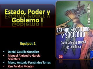 Equipo: 1

•   Daniel Costilla González
•   Manuel Alejandro García
    Alcántara
•   Marco Antonio Fernández Torres
•   Ken Palafox Montes
 
