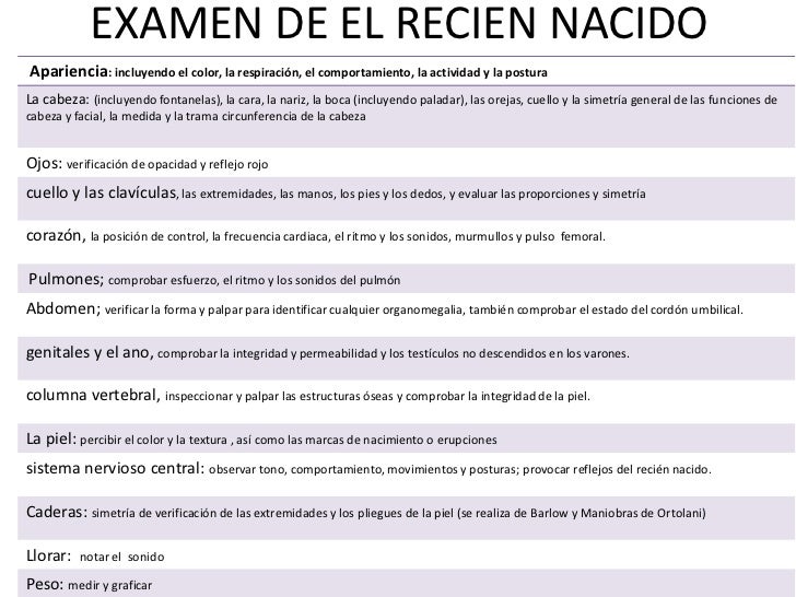 Examen fisico del recien nacido Examen fisico del recien nacido