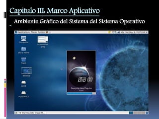 Capitulo III: Marco Aplicativo
Ambiente Gráfico del Sistema del Sistema Operativo
 