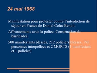 18 mai 1968 Un million de grévistes à midi. 
