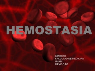 HEMOSTASIA
Lamparkie
FACULTAD DE MEDICINA
UNAM
MÉXICO,DF
 