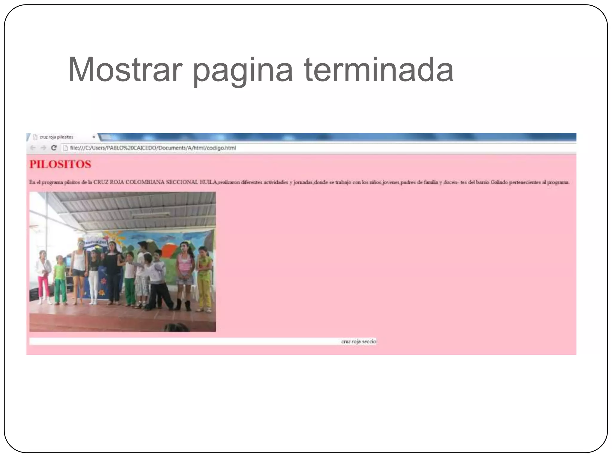 Mostrar pagina terminada
 