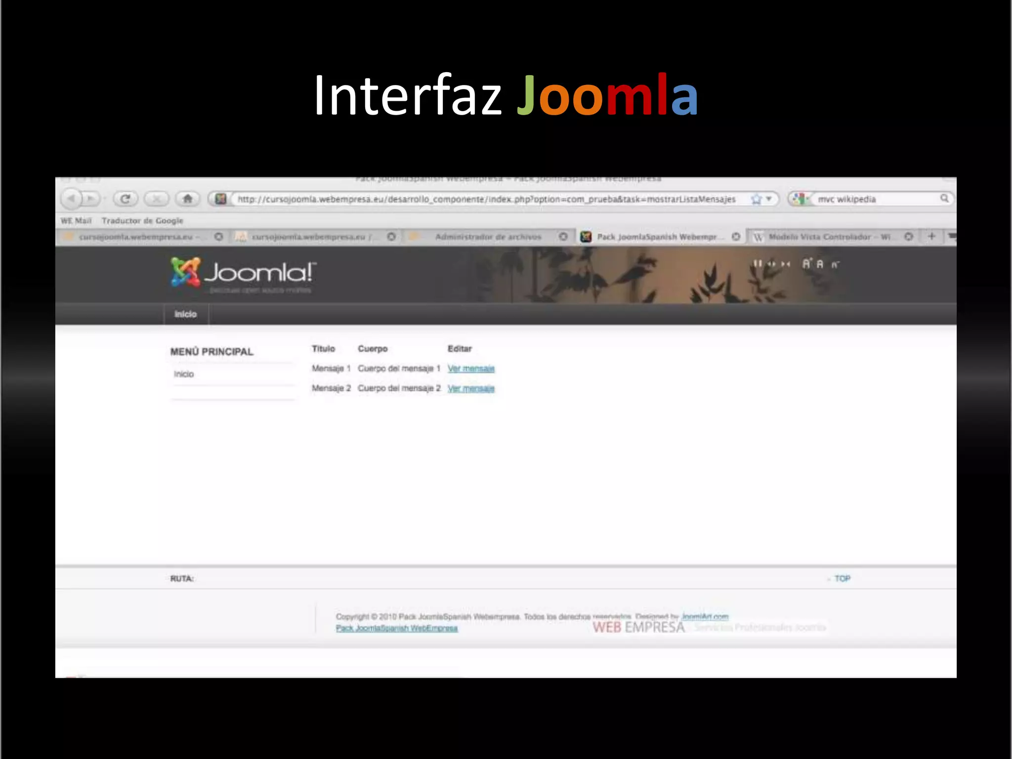 Interfaz Joomla