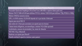Requisitos mínimos de Windows Phone 8.1:
Procesador Qualcomm Snapdragon S4 de Dual Core a 800 MHz o superior (hasta quad core)
Mínimo 256/512 MB de RAM para teléfonos WVGA; mínimo 1GB RAM para teléfonos 720p, WXGA o 1080p
Mínimo 4/8GB de memoria interna
GPS y A-GNSS mínimo; GLONASS depende de lo que decida el fabricante
Soporte para microUSB 2.0
Jack estéreo de 3,5mm para auriculares con soporte para tres botones
Cámara trasera obligatoria, con autoenfoque y mínimo VGA (flash opcional)
Acelerómetro, sensores de proximidad y luz, motor de vibración
WiFi 802.11b/g y Bluetooth
Hardware con soporte para DirectX
Pantalla multitáctil capacitiva (mínimo cuatro puntos)
 