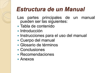 Importancia de los manualesLa importancia de los manuales radica en que ellos explican los procedimientos para realizar una acción o un procedimiento sobre una disciplina especifica. 