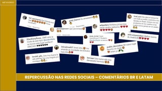 METAVERSO
REPERCUSSÃO NAS REDES SOCIAIS – COMENTÁRIOS BR E LATAM
 