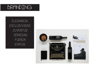 BRANDING
ELEGANCIA
EXCLUSIVIDAD
JUVENTUD
SERIEDAD
FUERZA
STATUS
 