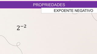 PROPRIEDADES
EXPOENTE NEGATIVO
2−2
 